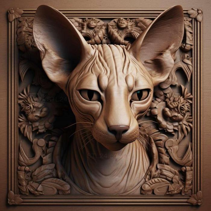 Nature and animals (Peterbald cat 4, NATURE_4284) 3D models for cnc